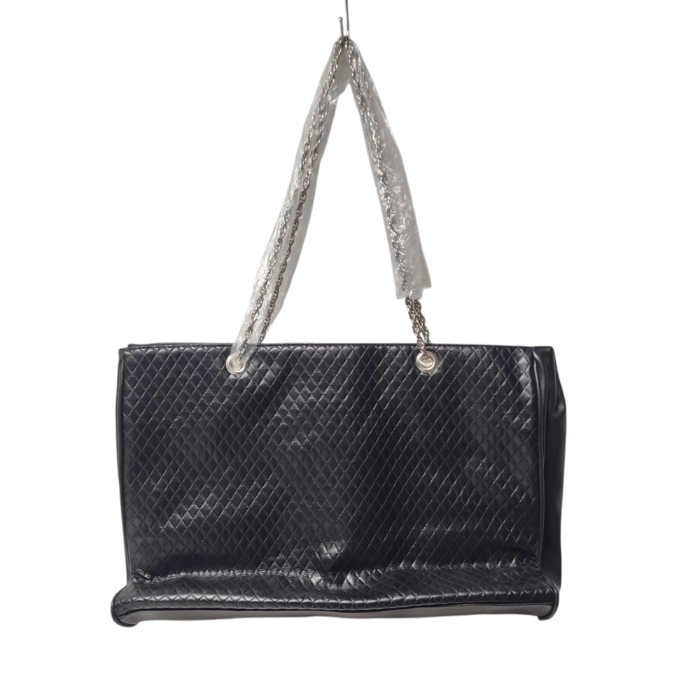 Lancôme Black Tote Bag Silver Chain Strap Shoulder Handbag Faux Leather New - Picture 2 of 9
